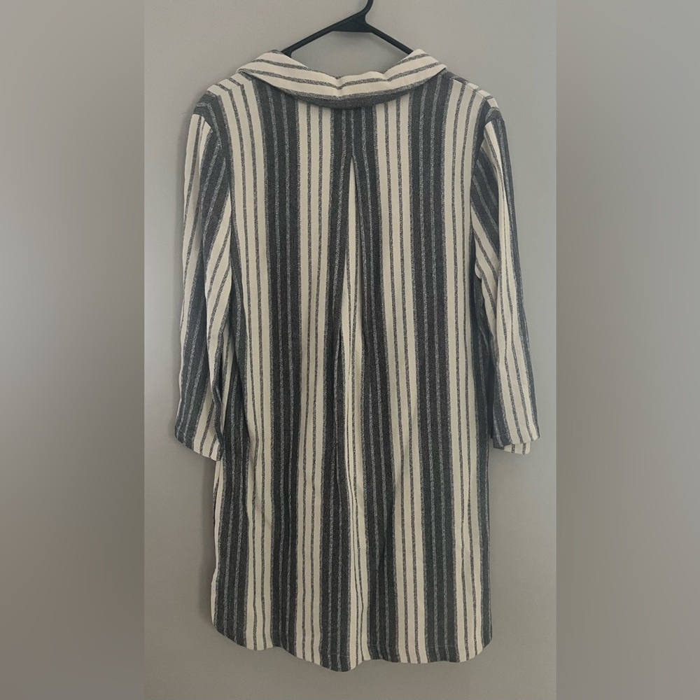 NWT Maven West‎ Jackie Gray Off White Striped Tunic Shirt Dress - Picture 5 of 5